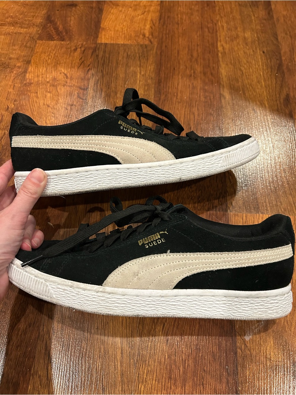 Puma Suede Classic Black Tan Shoe Womens Size 10
